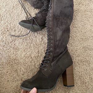 Lace up knee high boots